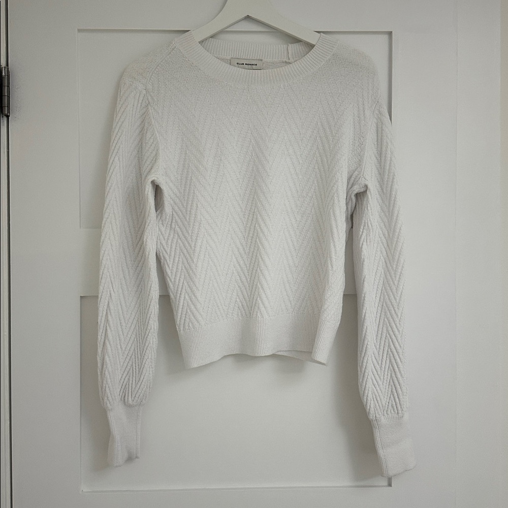 Club Monaco Ivory Chevron Knit Top